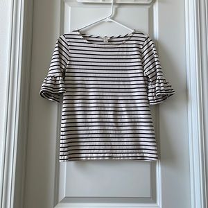 Jcrew boat neck stripe top with flare sleeve